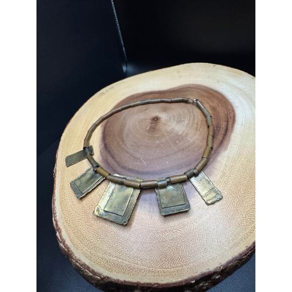 Handcrafted Brass Tribal-Inspired Necklace with Beaded Accents - Picture 6 of 7